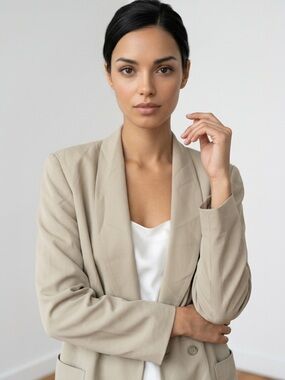 Vintage 90s Artisan Cing Japanese Tailored Blazer Beige Cupra Lining Size 9